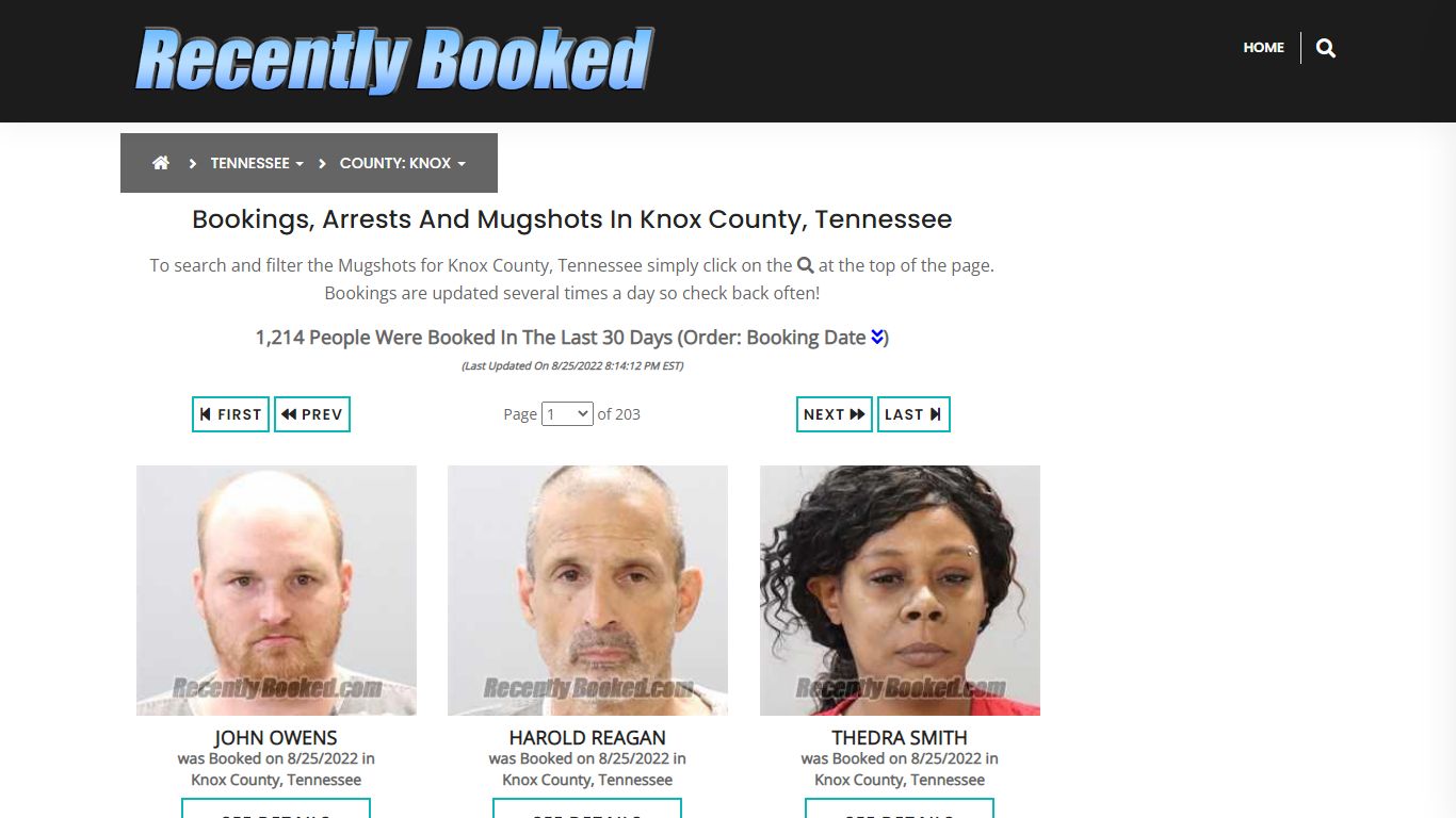 Recent bookings, Arrests, Mugshots in Knox County, Tennessee